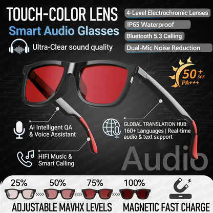 New Touch-Color Change Smart Audio Glasses Men AI Video