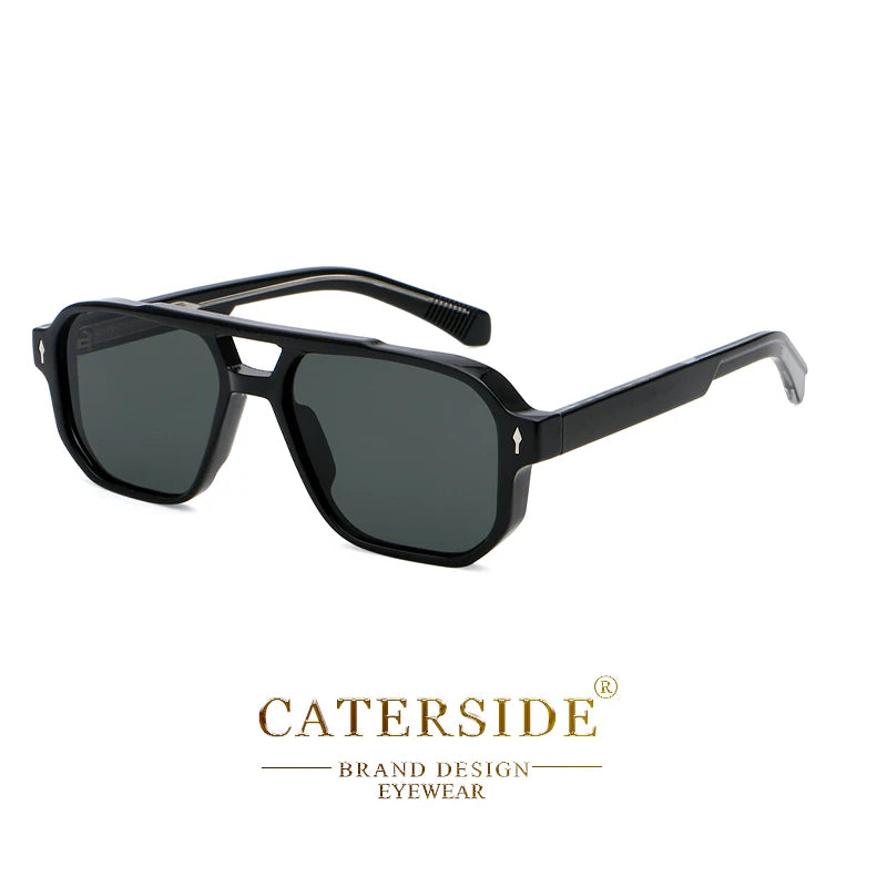 CATERSIDE Vintage Punk Sunglasses Men Flat Top