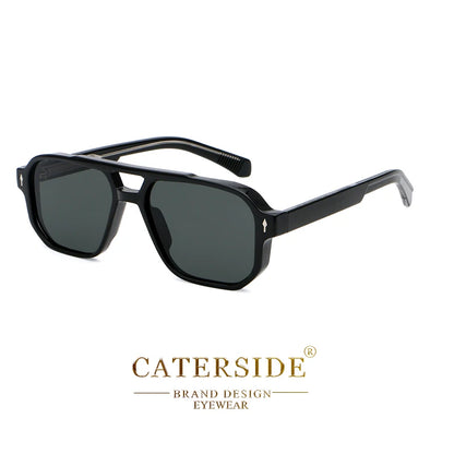 CATERSIDE Vintage Punk Sunglasses Men Flat Top