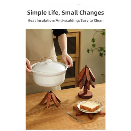 Tree Design Stand Wooden Trivets Decorative Anti Scald