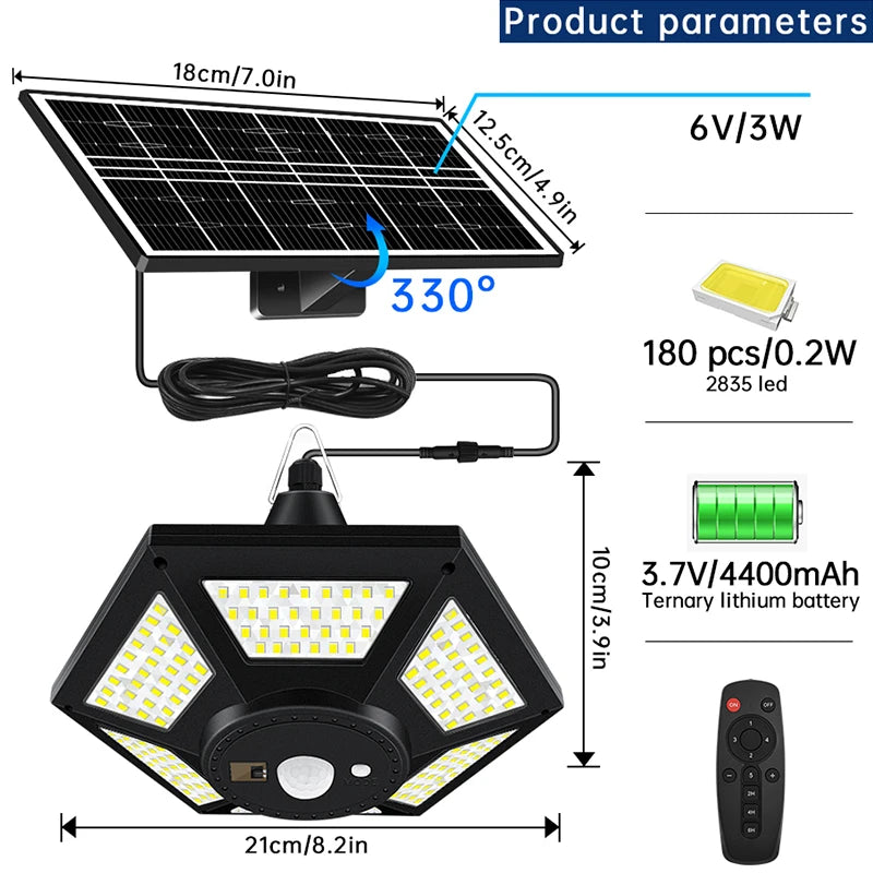 Solar Pendant Lights Outdoor Indoor with Remote Solar Shed Light