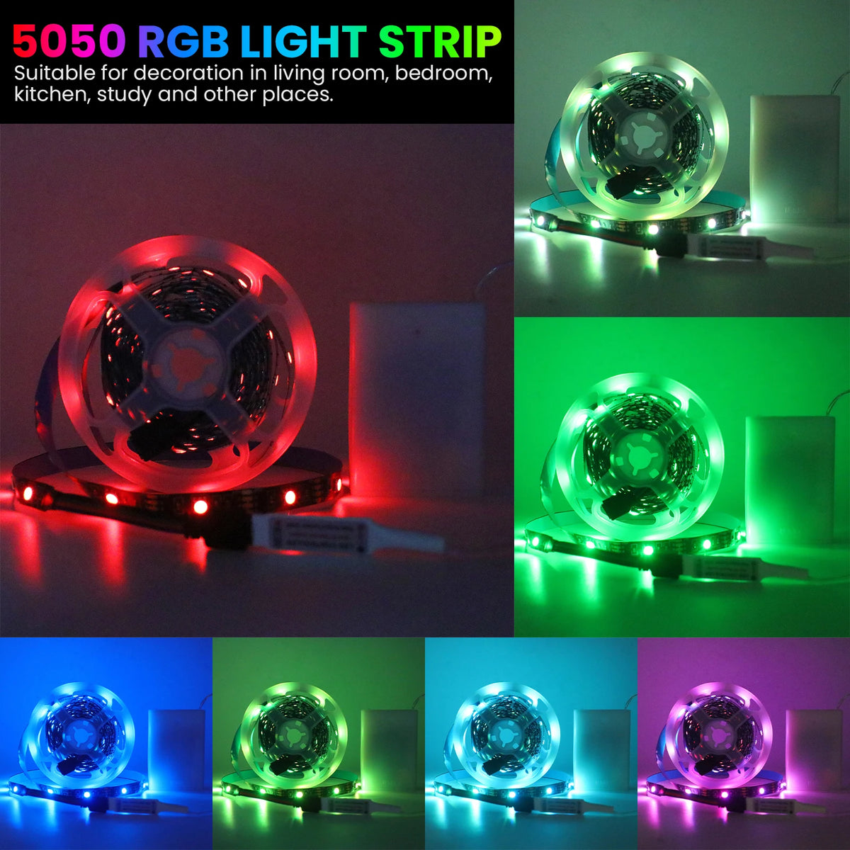 3AA Battery Power RGB Led Strip Light 5V 5050 TV Backlight