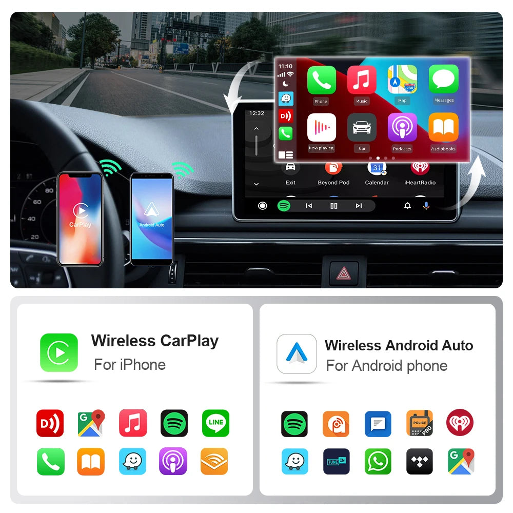 2in1 Wired To Wireless CarPlay Adapter Android Auto Dongle