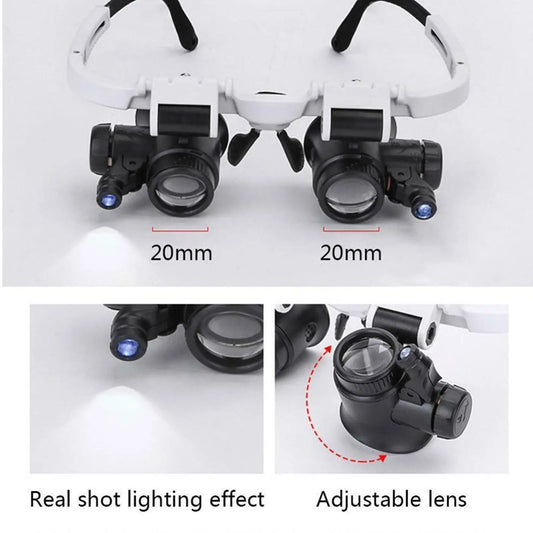 2XLED Watch Jeweler Repair Magnifier Head-Mounted