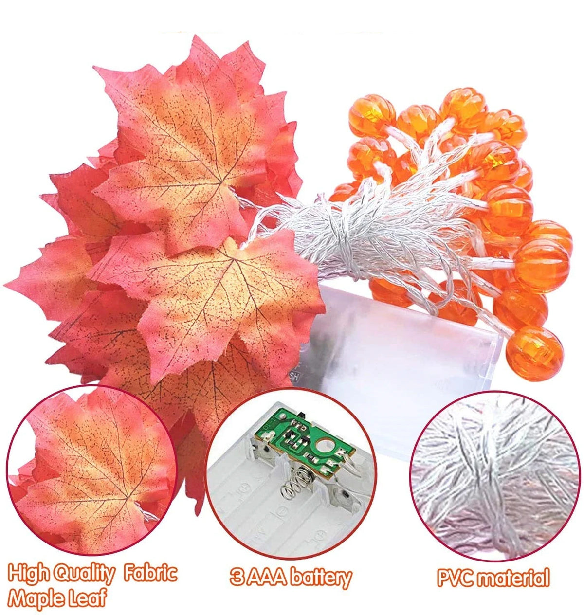 LED Halloween Light Garland Battery Powered Pumpkin