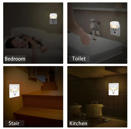LED Night Light Motion Sensor EU Plug Lamp Nightlights