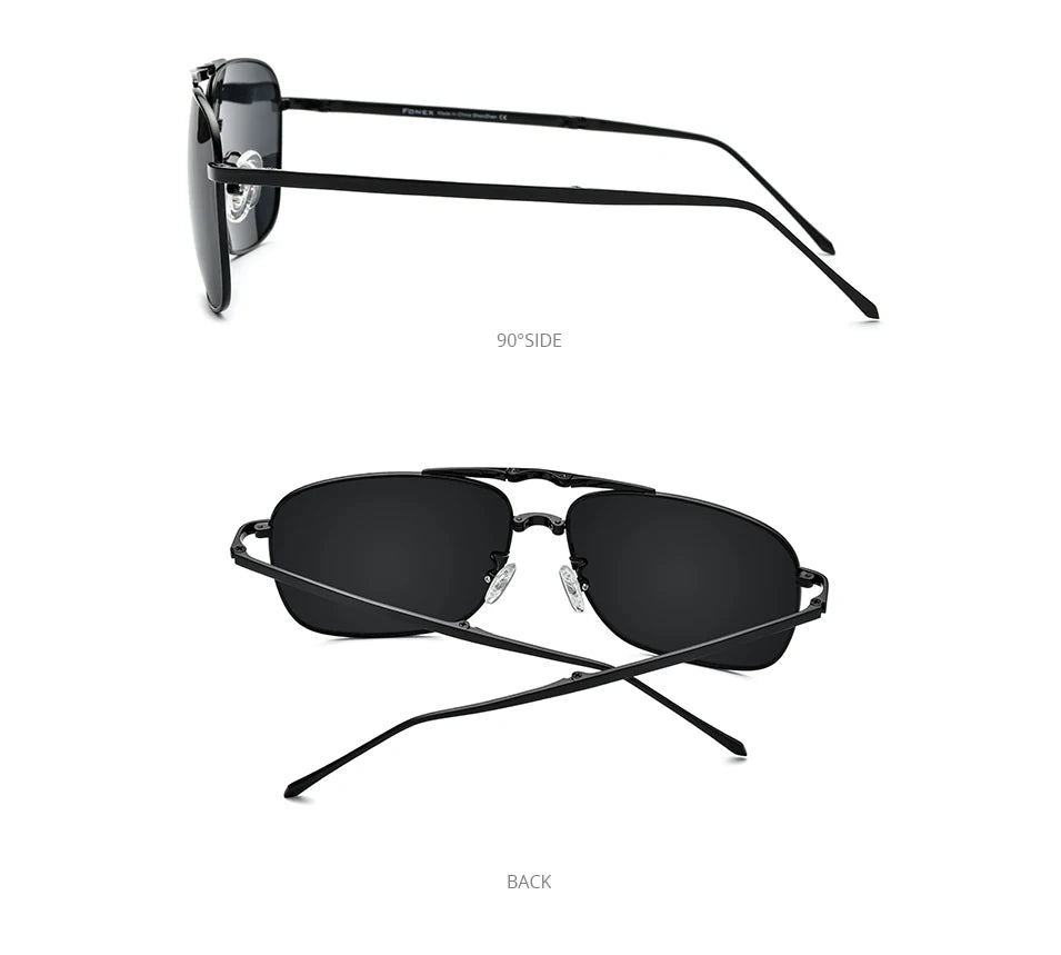 FONEX Pure Titanium Polarized Sunglasses Men Folding