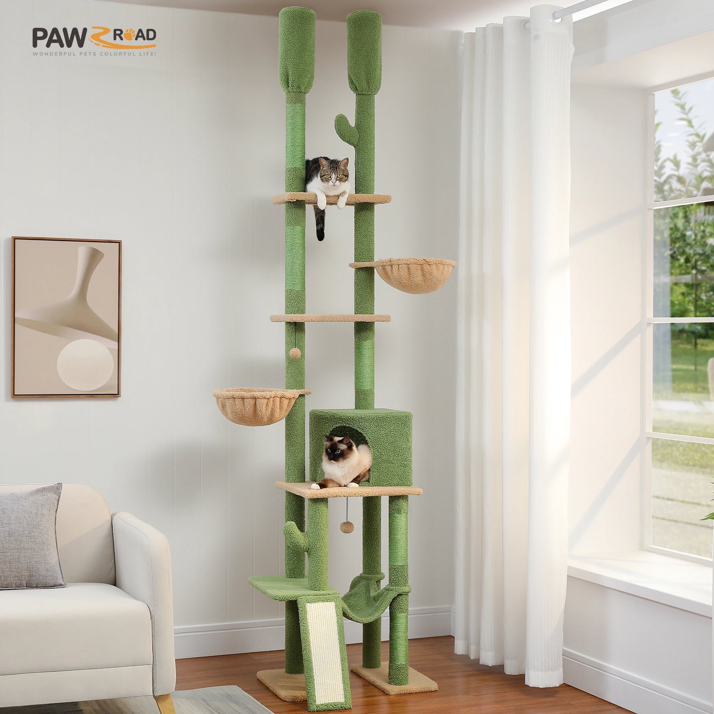 Cactus Cat Tree Floor to Ceiling Tower Scratching Posts