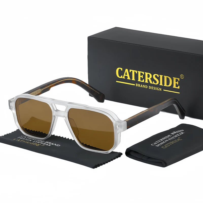 CATERSIDE Vintage Punk Sunglasses Men Flat Top