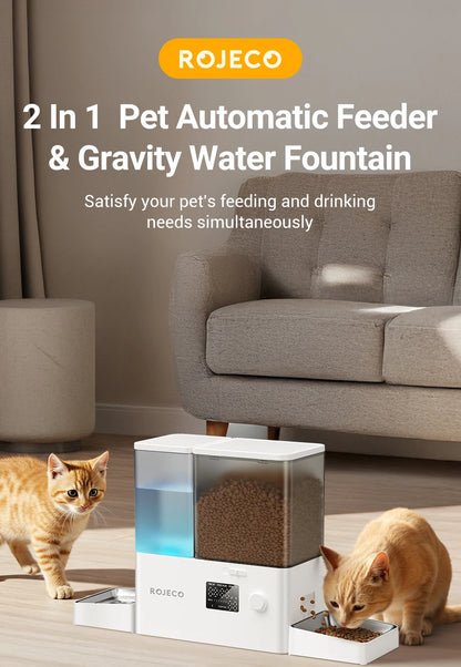 Automatic Pet Feeder Water Fountain 2 in 1 Drinking Feeding