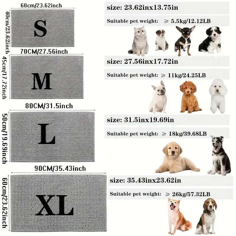 Dog Doormats for Muddy Paws Absorbent Non-slip Washable Mat