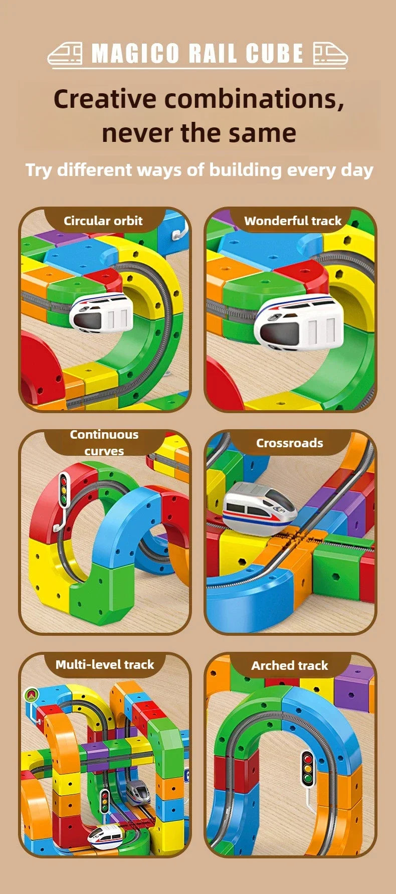 Kids Magnetic Rail Car Cube Toys Educational Toy