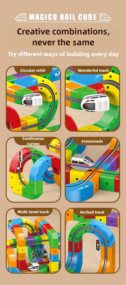 Kids Magnetic Rail Car Cube Toys Educational Toy