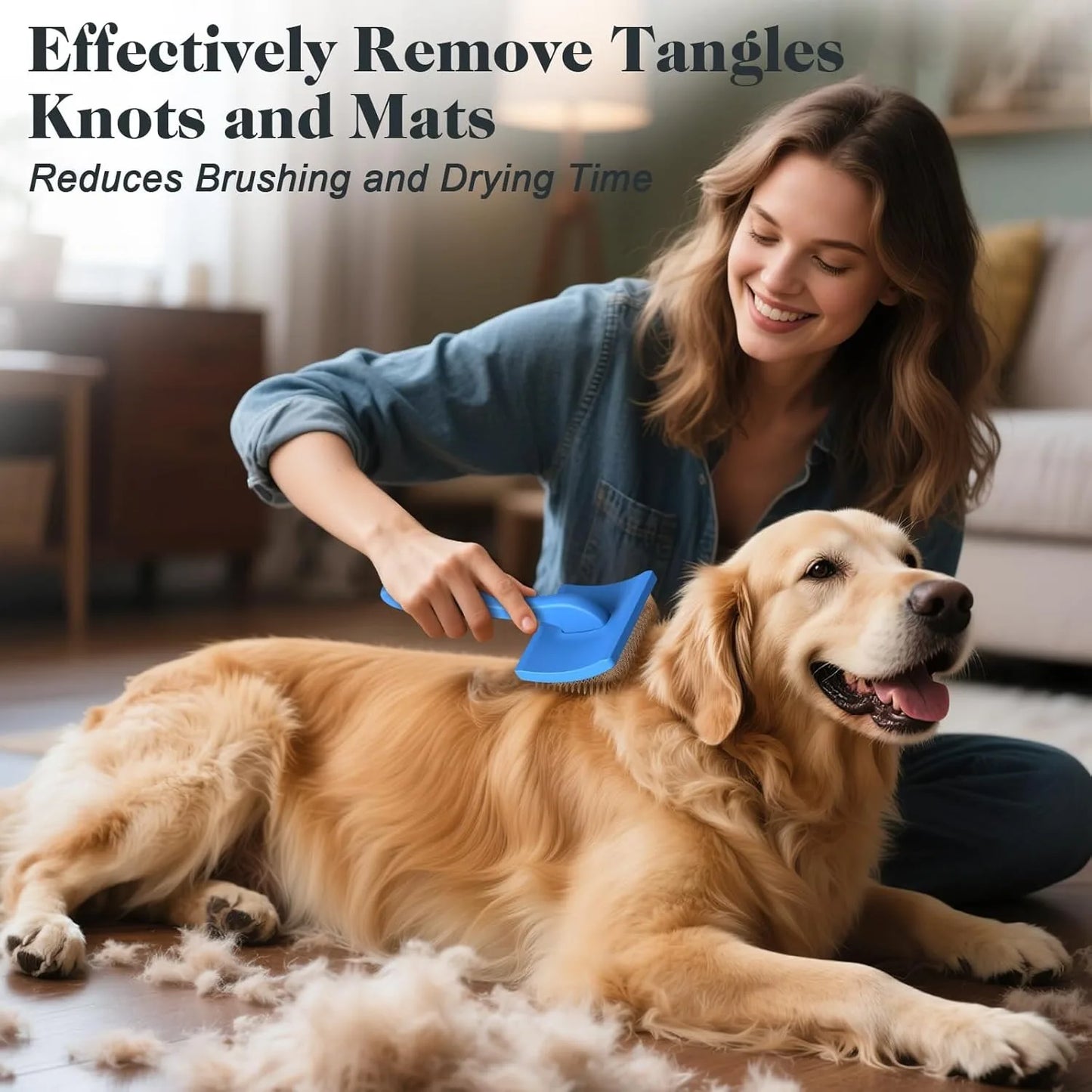 Pet Grooming Brush Set Self Cleaning Slicker Brush