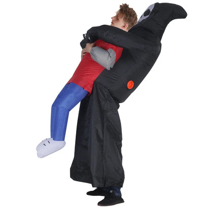 Adult Funny Inflatable Black Robe Mask Ghost Costume