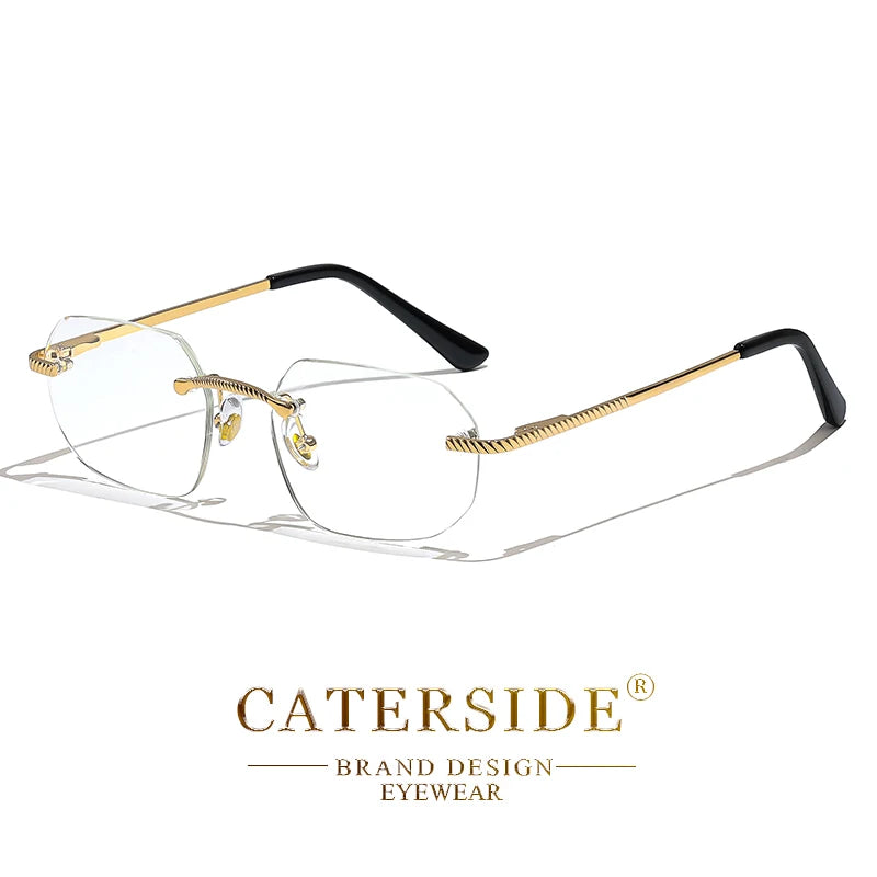 New Retro Rimless Sunglasses Men's Polygon Brand Designer