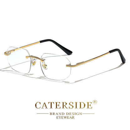 New Retro Rimless Sunglasses Men's Polygon Brand Designer