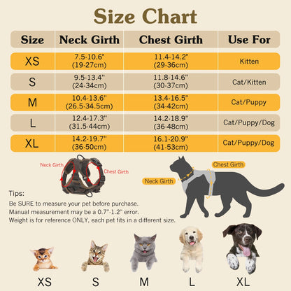VavoPaw Cat Harness and Leash Set for Walking Adjustable Kitten Vest Harness
