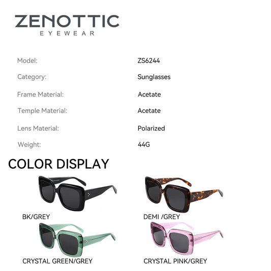 ZENOTTIC Acetate Sunglasses New Uv400 Fashion Square
