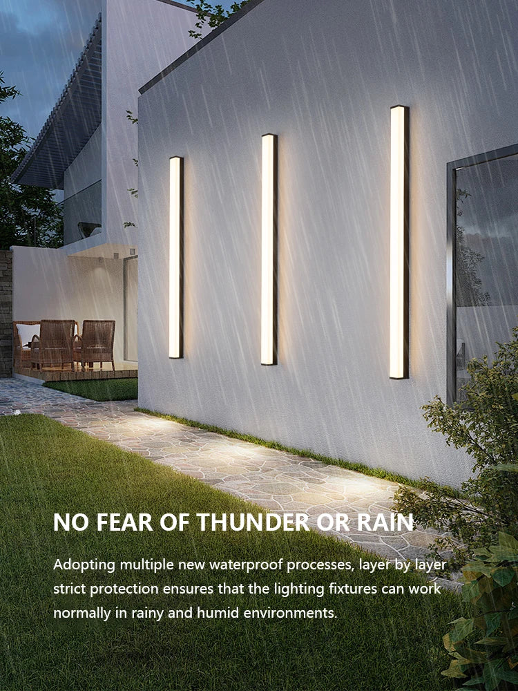 Modern Waterproof Outdoor Long Strip LED Wall Light