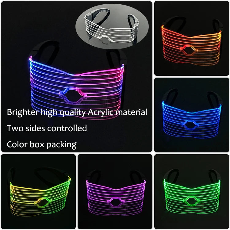 New Acrylic Luminous Glowing Cyberpunk Glasses LED Light