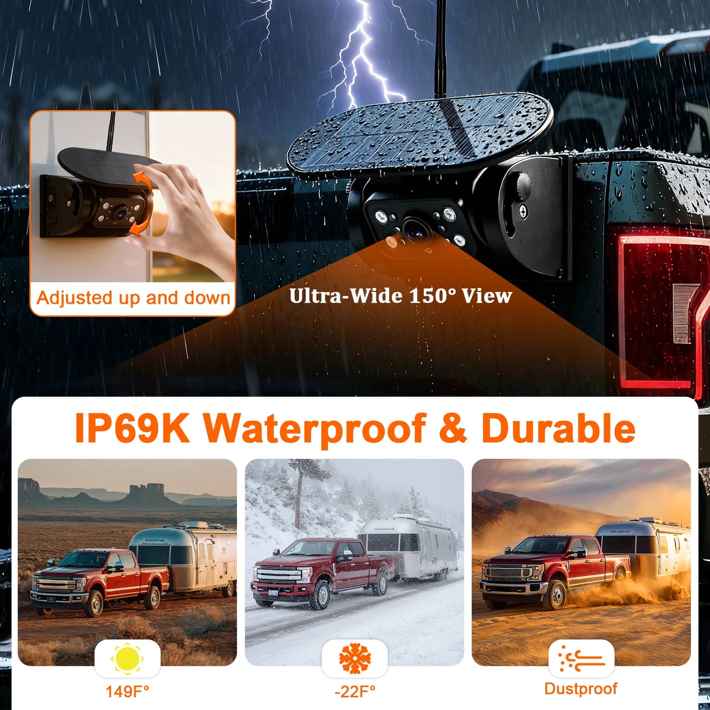 1080P WiFi Magnetic Solar Wireless Backup Camera
