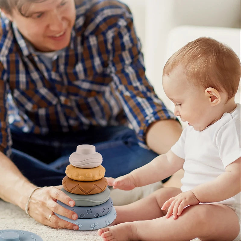 Baby Montessori Silicone Building Blocks Koala Squeeze Stacker
