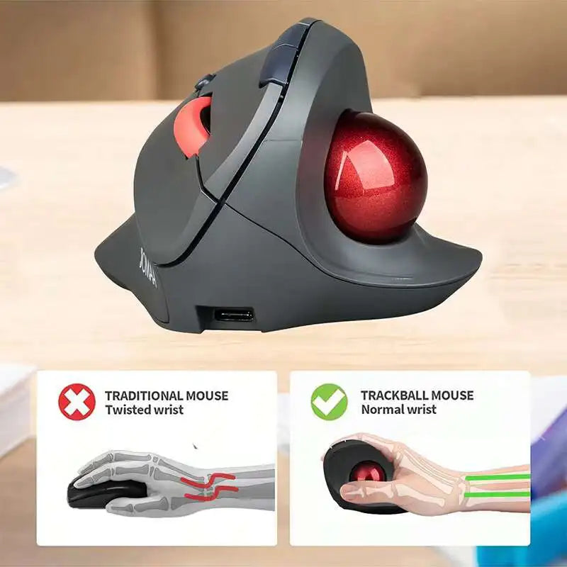 Wireless Trackball Ergonomic Mouse Rechargeable