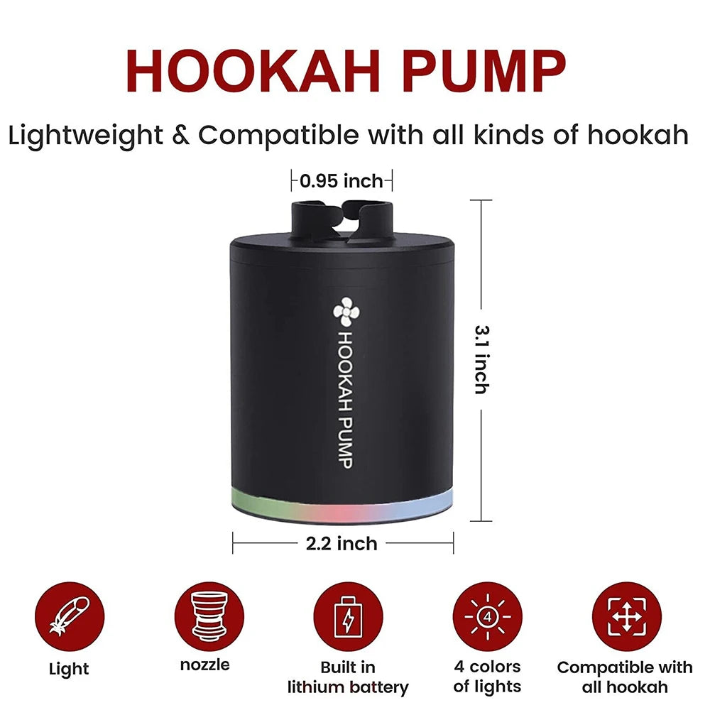 Electric Shisha Hookah Starter Pump USB Charging LED Lights