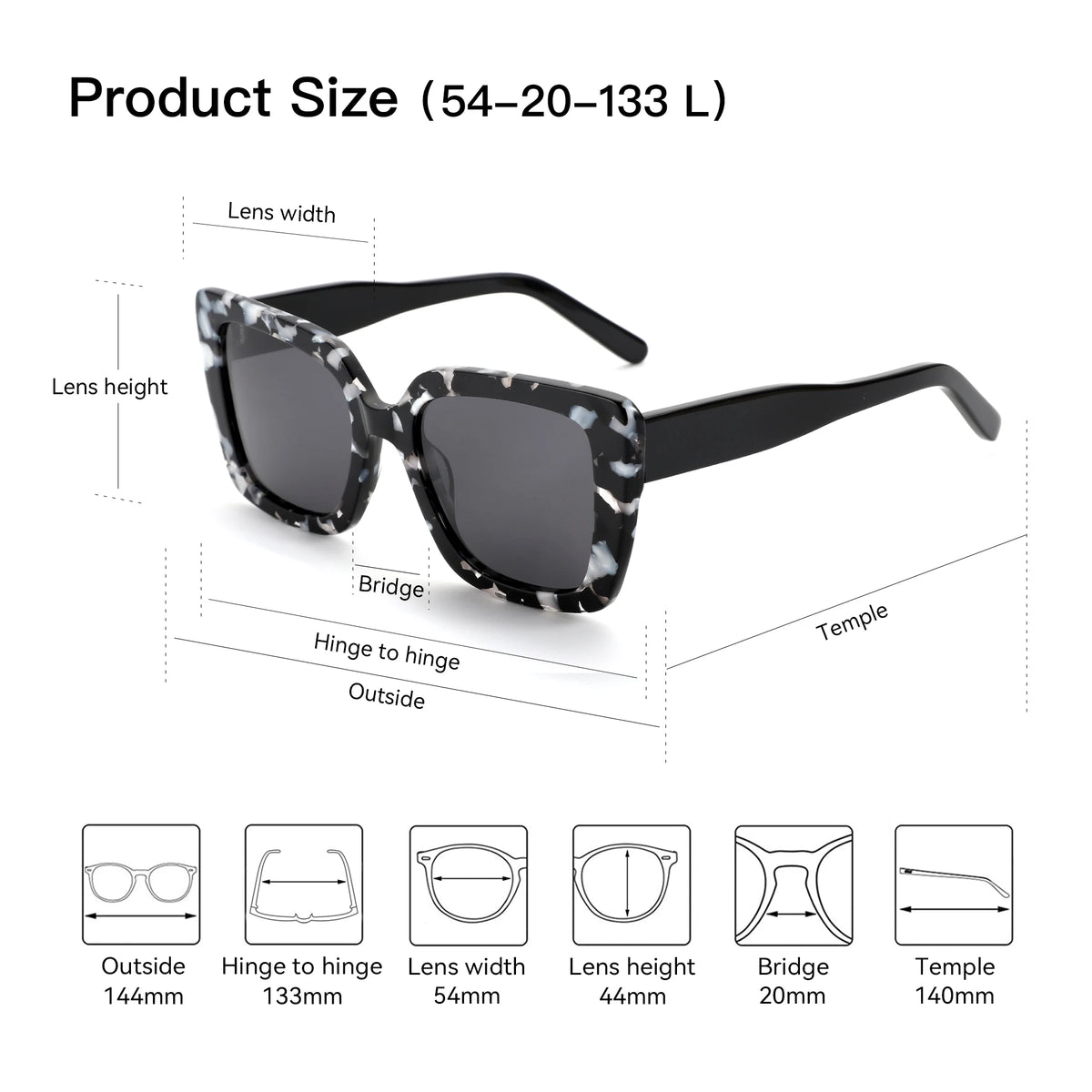 New Square Polarized Sunglasses Women Thick Frame