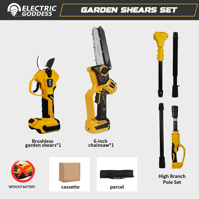 Brushless 1380W Electric Chainsaw Telescoping Pole Pruner