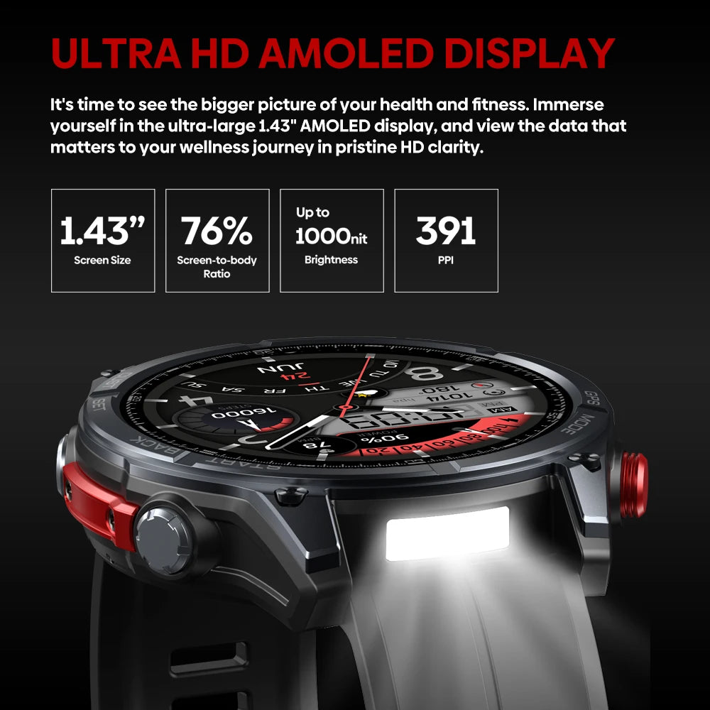 New Ciberer Vertix Stratos 4 GPS Smart Watch 1.43''AMOLED