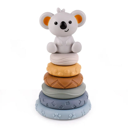 Baby Montessori Silicone Building Blocks Koala Squeeze Stacker