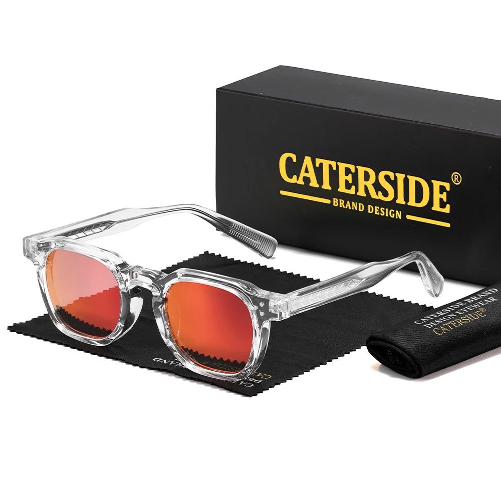 CATERSIDE Retro Punk Men Sunglasses Small Frame Square