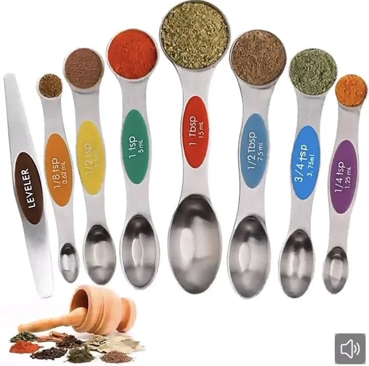 Magnetic Measuring Spoons Set, Dual-Sided Stainless Steel