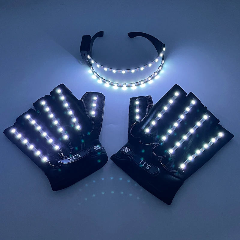 1set Luminous Glowing Glasses and Gloves Remote Control