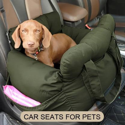 Dog Car Seat with Safety Belt - Non-Slip Pet Car Bed for Small Dogs,