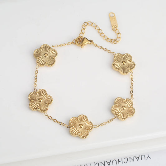 Stainless Steel Laser Five Leaf Flower Petal Adjustable Clover