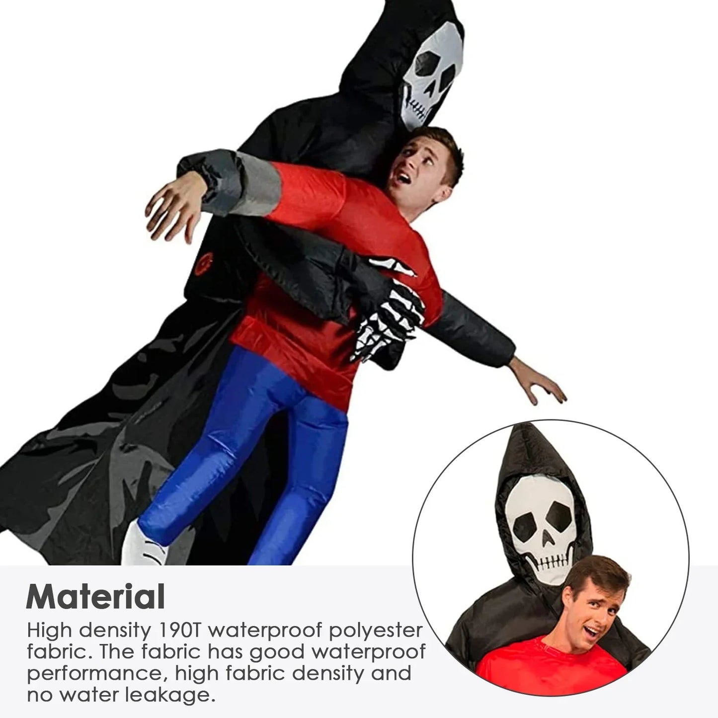 Adult Funny Inflatable Black Robe Mask Ghost Costume