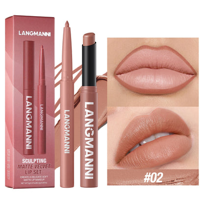 Integrated waterproof lipliner lipstick set