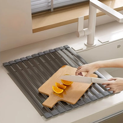 Foldable Heavy Duty Roll-Up Dish Drainer - Space Saving