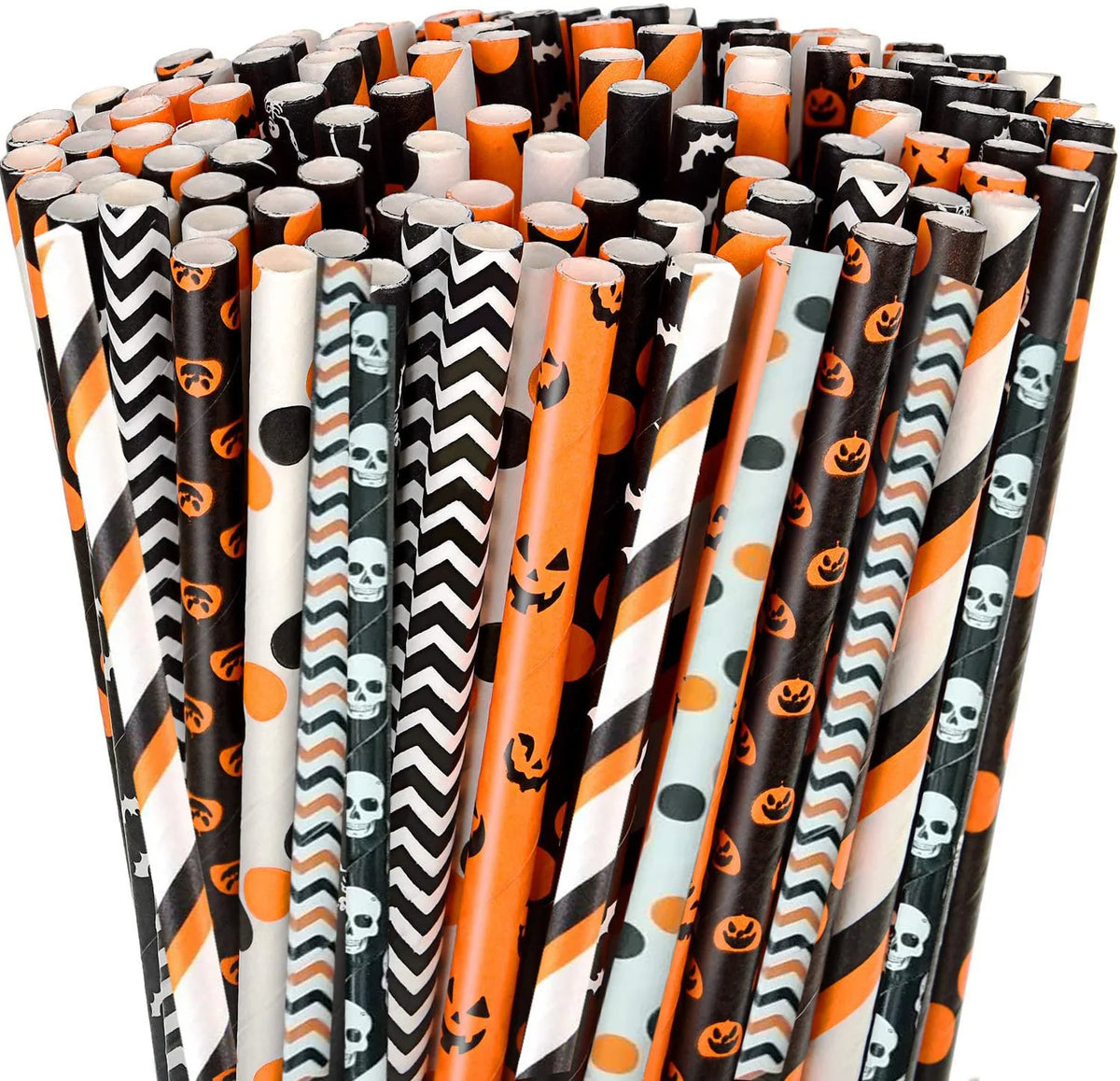 25/50/100pcs Halloween Theme Disposable Paper Straws