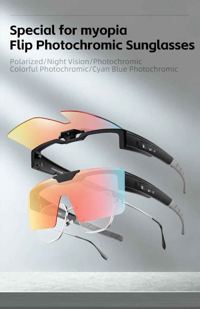 Photochromic Glasses Flip Design Polarized Sunglasses