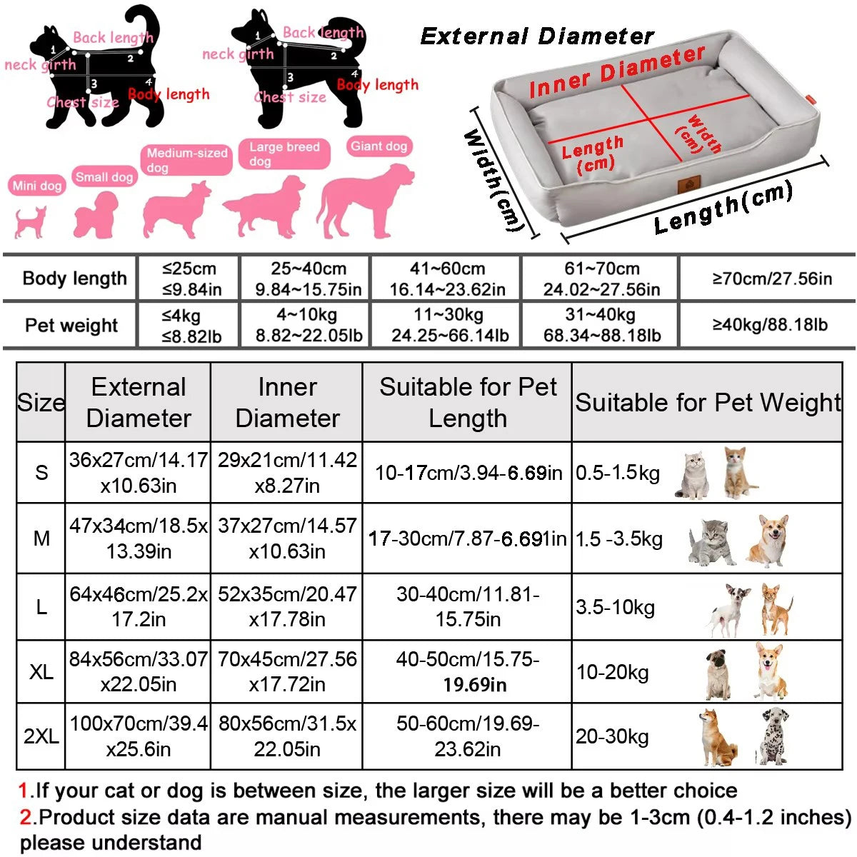 Four Season Square Dog Bed for Large Dog Mattress Bite-resistant Cat Bed