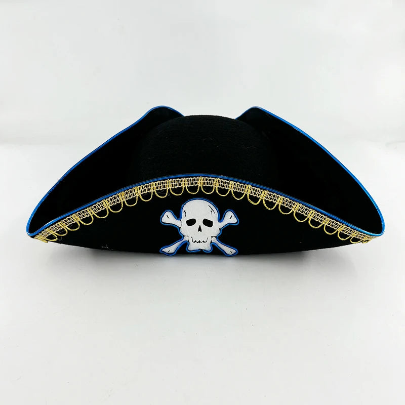 Halloween LED Black Pirate Hat For Adult Pirate Theme Party
