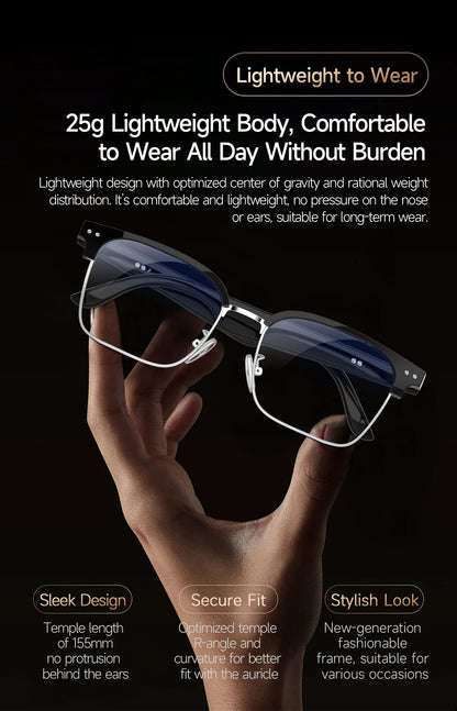New Business Style Smart Glasses W100D Bluetooth Call AI