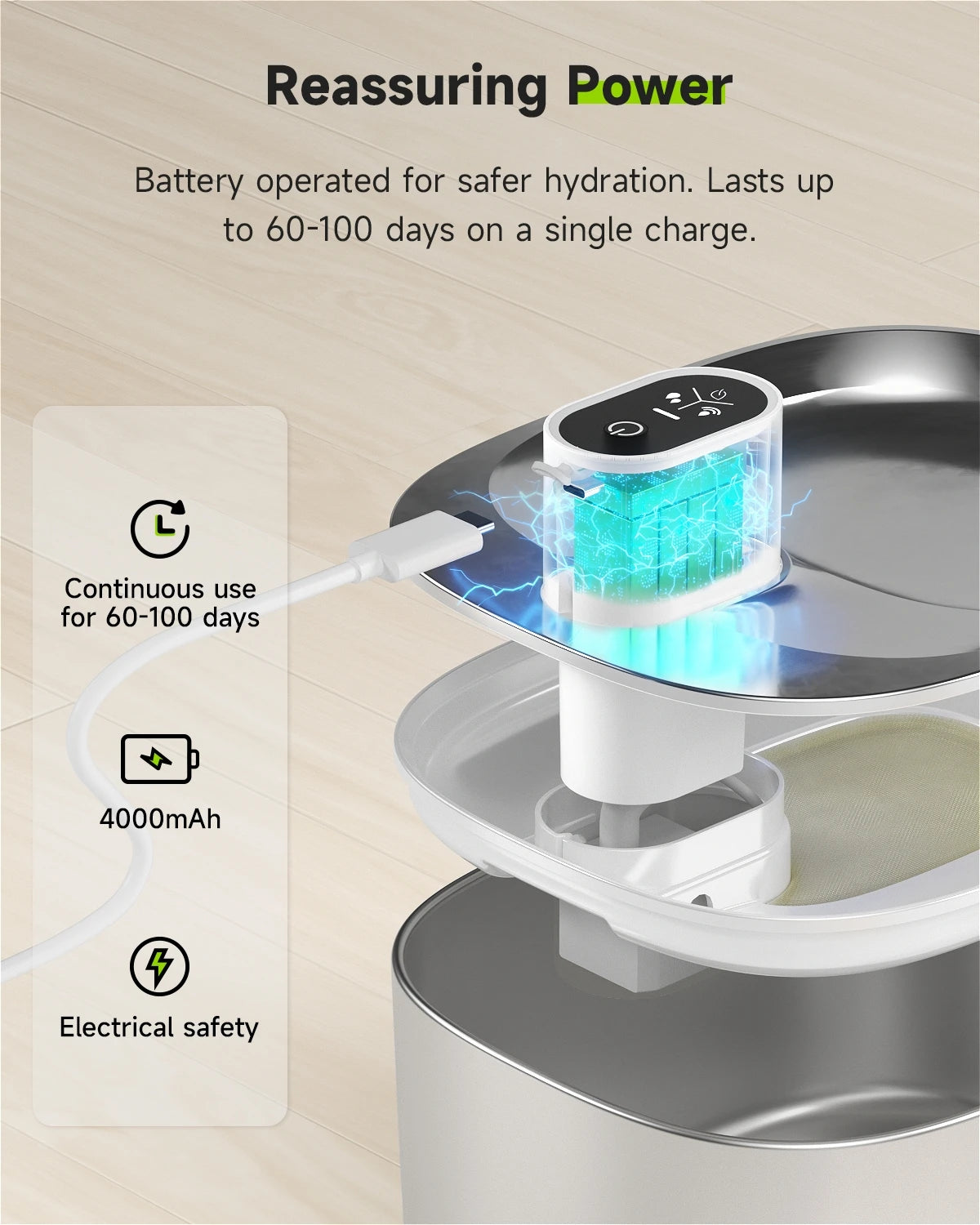 APETDOLA 4L Wireless Cat Water Fountain Auto Sensor Drinking