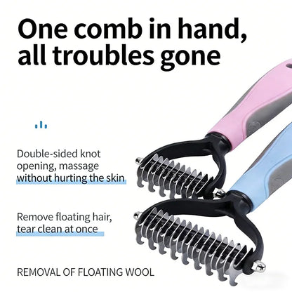 Double Sided Pet Grooming Comb Stainless Steel Dematting