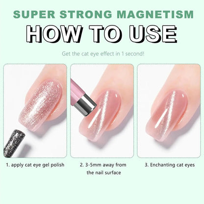 3 In 1 Dual Headed Cat Eye Nail Art Magnetic Stick