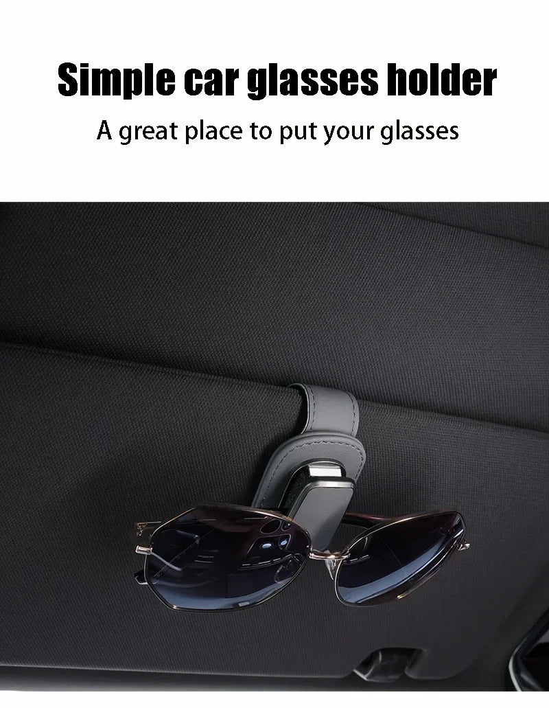 PU Leather Car Sun Visor Eyewear Holder